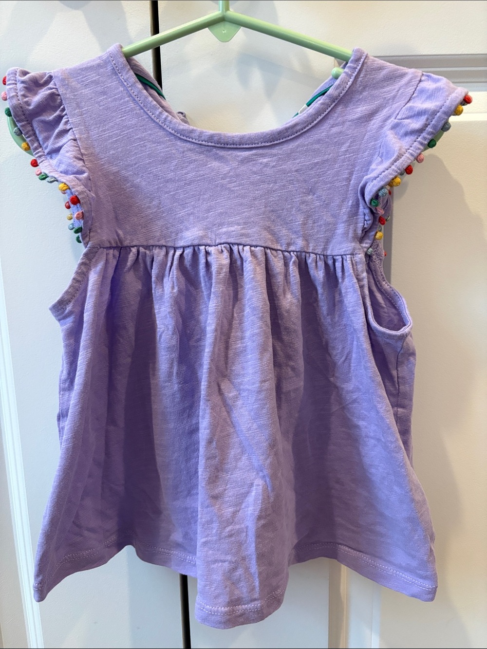 Mini Boden Lavender Sleeveless Tank with Pom Trim